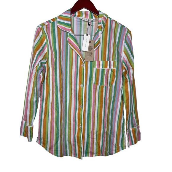 New Printfresh Anthropologie pajama top in multicolor stripe sz XS - Picture 1 of 6